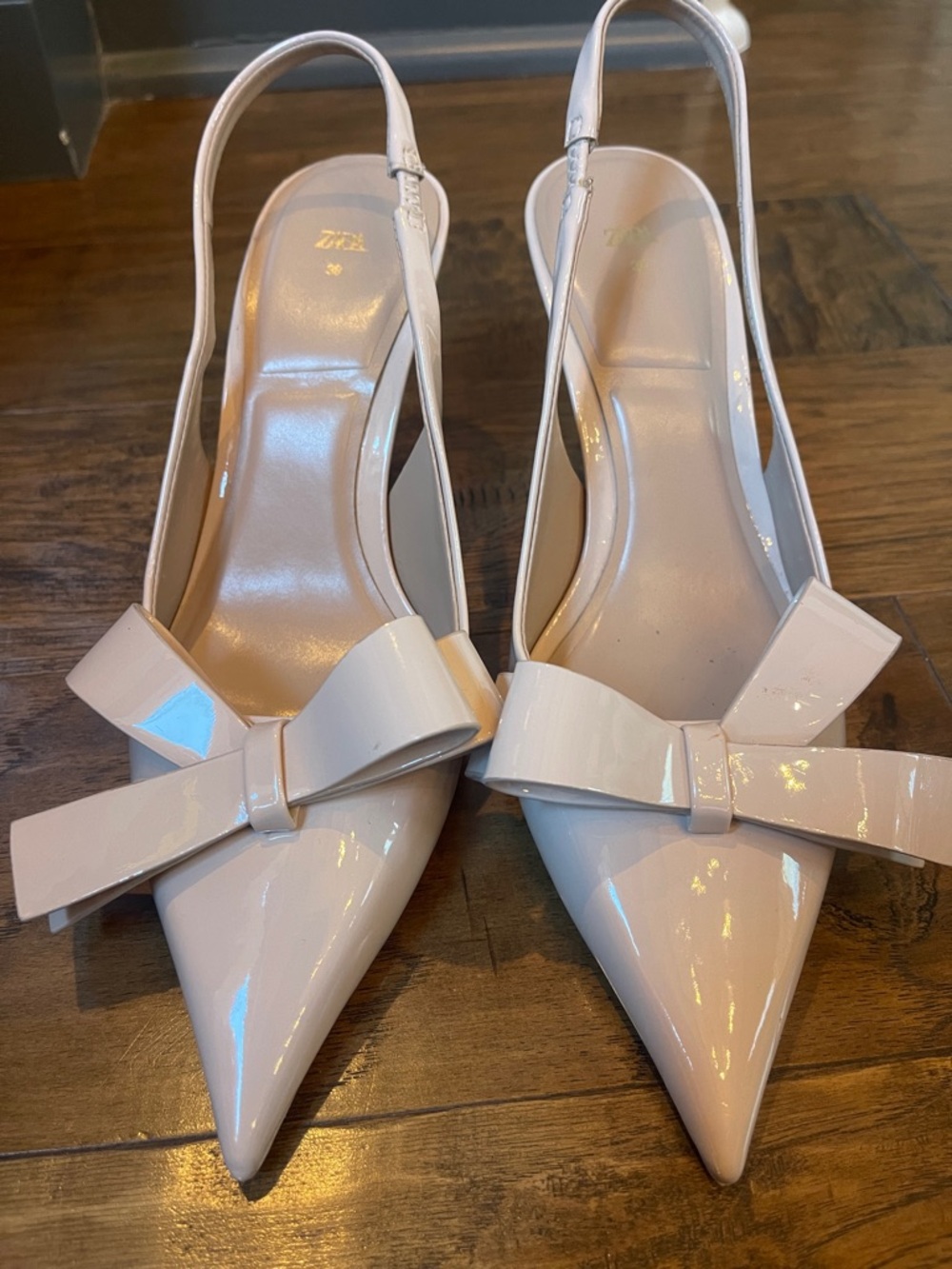 Zara Cream Bow Slingback Heels - Picture 4 of 6